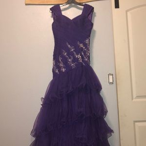 Long dark simple beaded purple dress
